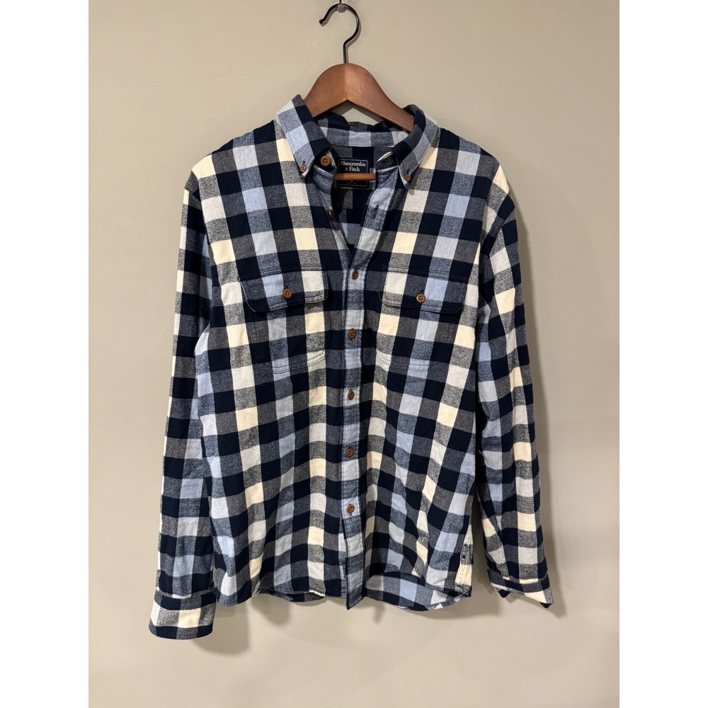 Abercrombie and Fitch Y2K 2000s Plaid Flannel Shirt Button Down Size L